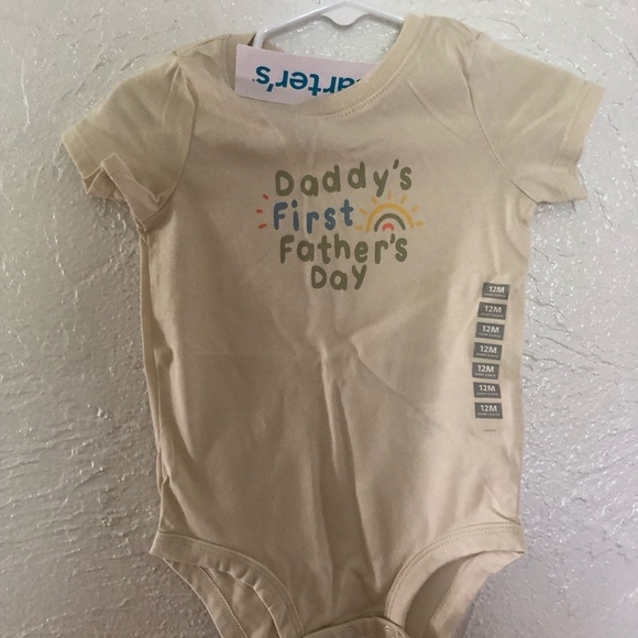 Carter's Bodysuit Kids Size 12M Cream Short Sleeve Daddy's First Father's Day Pr - Picture 1 of 5